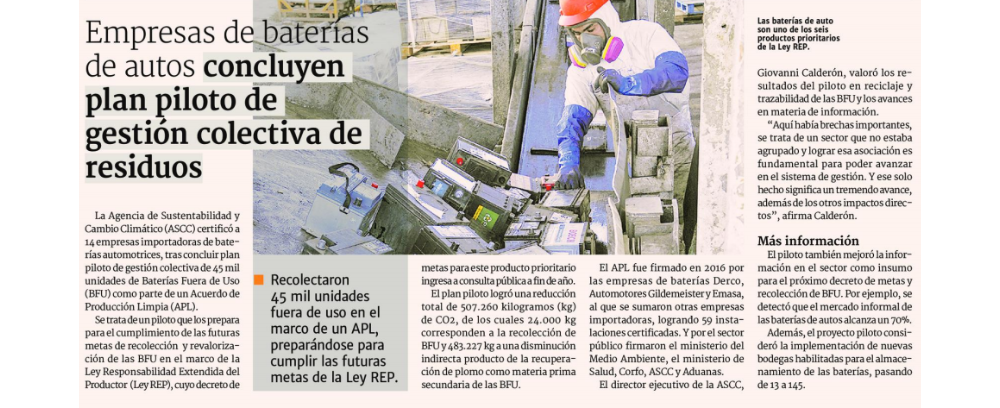 Empresas de baterías de autos concluyen plan piloto de gestión colectiva de residuos